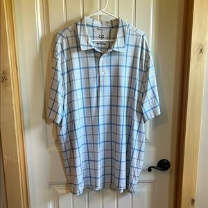 Cutter & Buck Blue and White Polo Shirt Relaxed Fit